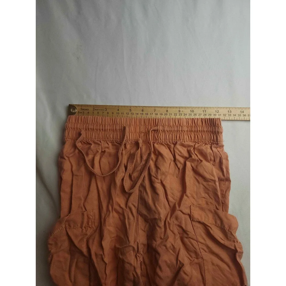 Indigo Rein Womens Terracotta Orange Chambray Jogger Pants Drawstring Size Small